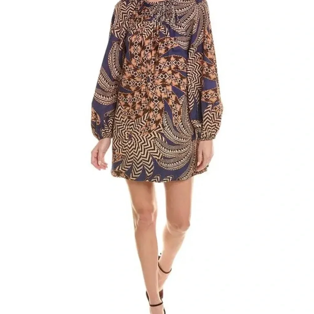 Farm Rio Yawanawa Vanahu Navy Organic Cotton Mini Dress Sz L - Picture 13 of 13